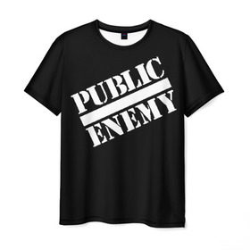 Мужская футболка 3D с принтом Public Enemy в Белгороде, 100% полиэфир | прямой крой, круглый вырез горловины, длина до линии бедер | public enemy | rap | реп | рэп