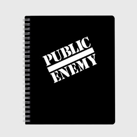 Тетрадь с принтом Public Enemy в Белгороде, 100% бумага | 48 листов, плотность листов — 60 г/м2, плотность картонной обложки — 250 г/м2. Листы скреплены сбоку удобной пружинной спиралью. Уголки страниц и обложки скругленные. Цвет линий — светло-серый
 | Тематика изображения на принте: public enemy | rap | реп | рэп