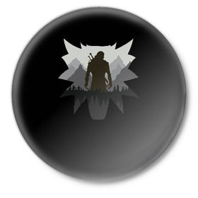 Значок с принтом Геральт в Белгороде,  металл | круглая форма, металлическая застежка в виде булавки | wild hunt | witcher | ведьмак | геральд | геральт | дикая охота