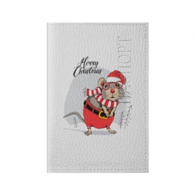 Обложка для паспорта матовая кожа с принтом Merry Christmas в Белгороде, натуральная матовая кожа | размер 19,3 х 13,7 см; прозрачные пластиковые крепления | Тематика изображения на принте: 