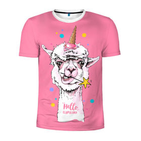 Мужская футболка 3D спортивная с принтом Hello llamacorn в Белгороде, 100% полиэстер с улучшенными характеристиками | приталенный силуэт, круглая горловина, широкие плечи, сужается к линии бедра | alpaca | animal | carnival | cool | cup | head | horn | ice cream | llama | look | pink | slogan | star | unicorn | waffle | альпака | вафельный | взгляд | голова | единорог | животное | звезда | карнавал | лама | мороженое | привет | прикольный | р