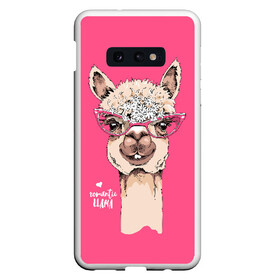 Чехол для Samsung S10E с принтом Romantic llama в Белгороде, Силикон | Область печати: задняя сторона чехла, без боковых панелей | alpaca | animal | cool | flowers | head | heart | inscription | llama | look | pink | romance | альпака | взгляд | голова | животное | лама | любовь | надпись | очки | прикольный | розовые | романтика | сердце | цветы