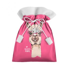 Подарочный 3D мешок с принтом Romantic llama в Белгороде, 100% полиэстер | Размер: 29*39 см | alpaca | animal | cool | flowers | head | heart | inscription | llama | look | pink | romance | альпака | взгляд | голова | животное | лама | любовь | надпись | очки | прикольный | розовые | романтика | сердце | цветы
