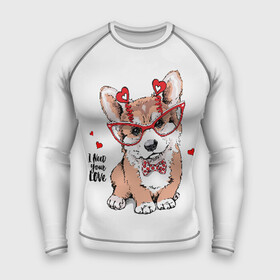 Мужской рашгард 3D с принтом I need your love в Белгороде,  |  | animal | bow | bow tie | breed | cute | dog | funny | hearts | i need your love | polka dot | puppy | red | the inscription | white | бант | белый | вельш корги пемброк | галстук бабочка | горошек | животное | забавный | красный | любовь | милый | м