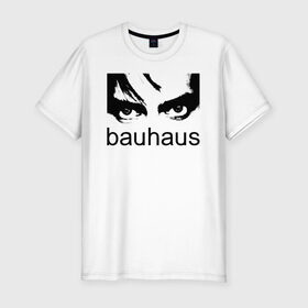 Мужская футболка премиум с принтом Bauhaus в Белгороде, 92% хлопок, 8% лайкра | приталенный силуэт, круглый вырез ворота, длина до линии бедра, короткий рукав | bauhaus | goth | gothic | peter murphy | punk | rock | альтернатива | баухаус | баухус | бахус | бухус | готика | готичная | готичный | готы | панк | питер мерфи | пост панк | рок | хардрок
