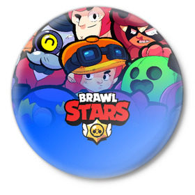 Значок с принтом BRAWL STARS в Белгороде,  металл | круглая форма, металлическая застежка в виде булавки | brawl stars | stars