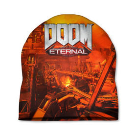 Шапка 3D с принтом DOOM ETERNAL в Белгороде, 100% полиэстер | универсальный размер, печать по всей поверхности изделия | 