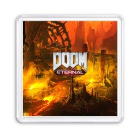 Магнит 55*55 с принтом DOOM ETERNAL в Белгороде, Пластик | Размер: 65*65 мм; Размер печати: 55*55 мм | Тематика изображения на принте: doom | doom eternal | game | дум