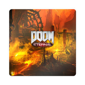 Магнит виниловый Квадрат с принтом DOOM ETERNAL в Белгороде, полимерный материал с магнитным слоем | размер 9*9 см, закругленные углы | Тематика изображения на принте: doom | doom eternal | game | дум