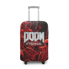 Чехол для чемодана 3D с принтом DOOM ETERNAL в Белгороде, 86% полиэфир, 14% спандекс | двустороннее нанесение принта, прорези для ручек и колес | doom | doom eternal | game | дум
