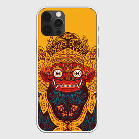 Чехол для iPhone 12 Pro Max с принтом Баронг в Белгороде, Силикон |  | asian | background | balinese | barong | demon | ethnic | exotic | face | fangs | illustration | indonesian | look | mask | wild | yellow | азиатский | балийский | баронг | взгляд | демон | дикий | жёлтый | иллюстрация | индонезийский | клыки | лицо | мас