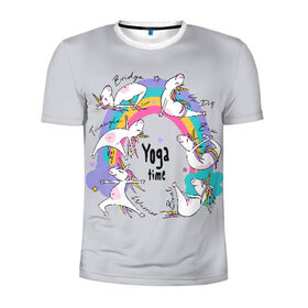 Мужская футболка 3D спортивная с принтом Yoga time в Белгороде, 100% полиэстер с улучшенными характеристиками | приталенный силуэт, круглая горловина, широкие плечи, сужается к линии бедра | animal | asana | boat | bow | children | drawing | funny | hearts | horses | inscriptio | om | rainbow | stars | triangle | unicorns | warrior | yoga | zen | асана | воин | детский | дзен | животное | забавный | звезды | йога | лодка | лошади | лук | мост