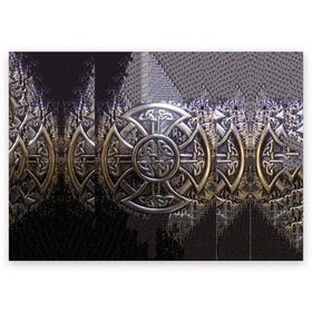 Поздравительная открытка с принтом Кельтские узоры в Белгороде, 100% бумага | плотность бумаги 280 г/м2, матовая, на обратной стороне линовка и место для марки
 | 3d | абстракция | арт | желтый | кельтские узоры | на металле | черный