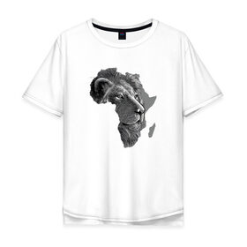Мужская футболка хлопок Oversize с принтом King of Africa в Белгороде, 100% хлопок | свободный крой, круглый ворот, “спинка” длиннее передней части | animal | the lion king | африка | взгляд | дикий | животные | зверь | клыки | континент | король | король джунглей | кошка | лев | львица | царь