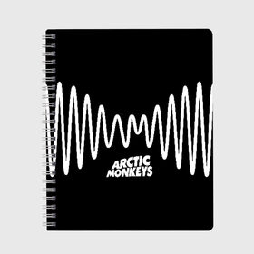 Тетрадь с принтом ARCTIC MONKEYS в Белгороде, 100% бумага | 48 листов, плотность листов — 60 г/м2, плотность картонной обложки — 250 г/м2. Листы скреплены сбоку удобной пружинной спиралью. Уголки страниц и обложки скругленные. Цвет линий — светло-серый
 | arctic monkeys | арктик манкис | арктические мартышки