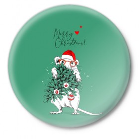 Значок с принтом Merry Christmas в Белгороде,  металл | круглая форма, металлическая застежка в виде булавки | Тематика изображения на принте: 