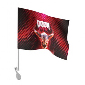Флаг для автомобиля с принтом Doom Enternal в Белгороде, 100% полиэстер | Размер: 30*21 см | 3d | doom enternal | игра | компьютерная | логотип | планета | темный | шутер