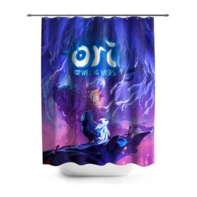 Штора 3D для ванной с принтом Ori - And The Will Of The Wisp в Белгороде, 100% полиэстер | плотность материала — 100 г/м2. Стандартный размер — 146 см х 180 см. По верхнему краю — пластиковые люверсы для креплений. В комплекте 10 пластиковых колец | microsoft studios | moon studios | ori | ori and the blind forest | unity | лес | луна | нибела | ночной лес | ночь | ори | платформер | сова