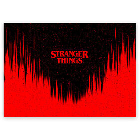 Поздравительная открытка с принтом STRANGER THINGS в Белгороде, 100% бумага | плотность бумаги 280 г/м2, матовая, на обратной стороне линовка и место для марки
 | stranger things | очень странные дела