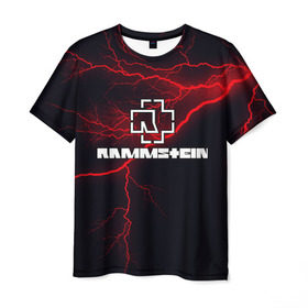 Мужская футболка 3D с принтом Rammstein. в Белгороде, 100% полиэфир | прямой крой, круглый вырез горловины, длина до линии бедер | 3d | hard | logo | metal | music | rammstein | rock | гроза | знак | иллюстрация | лого | метал | молния | музыка | рамштайн | рок | символ | текстура