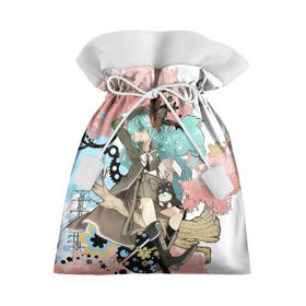 Подарочный 3D мешок с принтом Мику Хацунэ в Белгороде, 100% полиэстер | Размер: 29*39 см | Тематика изображения на принте: anime | character | geisha | hatsune miku | japan | kimono | manga | style | аниме | вокалоид | девушки | манга | мульт | оружие | сёдзё | сериал | хатсуне мику