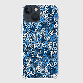 Чехол для iPhone 13 mini с принтом FCZP в Белгороде,  |  | fcz | белый | буквы | зенит | паттерн | питер | санкт петербург | сине бело голубые | синий | спб