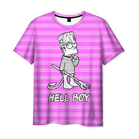 Мужская футболка 3D с принтом Lil Peep (Hell Boy) в Белгороде, 100% полиэфир | прямой крой, круглый вырез горловины, длина до линии бедер | Тематика изображения на принте: alone | boy | hell | hell boy | lil | lil peep | peep | rap | sad | лил пип | маленький пип | пип | реп | рэп
