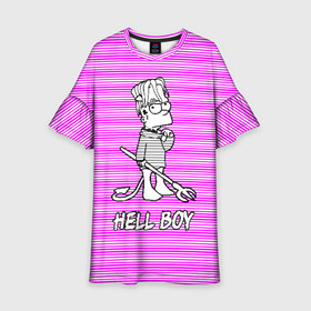 Детское платье 3D с принтом Lil Peep (Hell Boy) в Белгороде, 100% полиэстер | прямой силуэт, чуть расширенный к низу. Круглая горловина, на рукавах — воланы | alone | boy | hell | hell boy | lil | lil peep | peep | rap | sad | лил пип | маленький пип | пип | реп | рэп