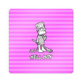 Магнит виниловый Квадрат с принтом Lil Peep (Hell Boy) в Белгороде, полимерный материал с магнитным слоем | размер 9*9 см, закругленные углы | alone | boy | hell | hell boy | lil | lil peep | peep | rap | sad | лил пип | маленький пип | пип | реп | рэп