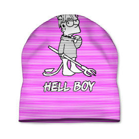 Шапка 3D с принтом Lil Peep (Hell Boy) в Белгороде, 100% полиэстер | универсальный размер, печать по всей поверхности изделия | alone | boy | hell | hell boy | lil | lil peep | peep | rap | sad | лил пип | маленький пип | пип | реп | рэп