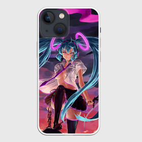 Чехол для iPhone 13 mini с принтом Geisga Hatsune Miku в Белгороде,  |  | Тематика изображения на принте: anime | character | geisha | hatsune miku | japan | kimono | manga | style | аниме | вокалоид | девушки | манга | мульт | оружие | сёдзё | сериал | хатсуне мику