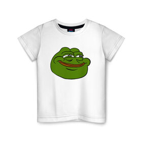 Детская футболка хлопок с принтом PepeHappy в Белгороде, 100% хлопок | круглый вырез горловины, полуприлегающий силуэт, длина до линии бедер | feels bad man | feels good man | pepe | pepe the frog | sad pepe | грустная лягушка | пепе