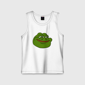 Детская майка хлопок с принтом PepeHappy в Белгороде,  |  | feels bad man | feels good man | pepe | pepe the frog | sad pepe | грустная лягушка | пепе