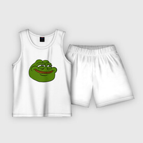 Детская пижама с шортами хлопок с принтом PepeHappy в Белгороде,  |  | feels bad man | feels good man | pepe | pepe the frog | sad pepe | грустная лягушка | пепе