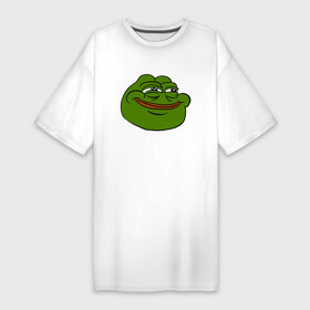 Платье-футболка хлопок с принтом PepeHappy в Белгороде,  |  | feels bad man | feels good man | pepe | pepe the frog | sad pepe | грустная лягушка | пепе