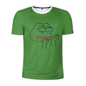 Мужская футболка 3D спортивная с принтом PepeCry в Белгороде, 100% полиэстер с улучшенными характеристиками | приталенный силуэт, круглая горловина, широкие плечи, сужается к линии бедра | feels bad man | feels good man | pepe | pepe the frog | sad pepe | грустная лягушка | пепе