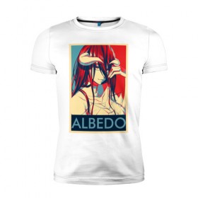 Мужская футболка премиум с принтом Альбедо в Белгороде, 92% хлопок, 8% лайкра | приталенный силуэт, круглый вырез ворота, длина до линии бедра, короткий рукав | overlord | альбедо | аниме | повелитель