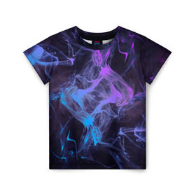 Детская футболка 3D с принтом Неоновый дым в Белгороде, 100% гипоаллергенный полиэфир | прямой крой, круглый вырез горловины, длина до линии бедер, чуть спущенное плечо, ткань немного тянется | magic | myst | neon | smoke | дым | магический эффект | неон | неоновый | облако | редактируемый | световое шоу | текстура | фон