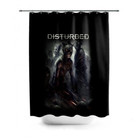 Штора 3D для ванной с принтом Disturbed в Белгороде, 100% полиэстер | плотность материала — 100 г/м2. Стандартный размер — 146 см х 180 см. По верхнему краю — пластиковые люверсы для креплений. В комплекте 10 пластиковых колец | disturbed | heavy metal | группы | метал | рок