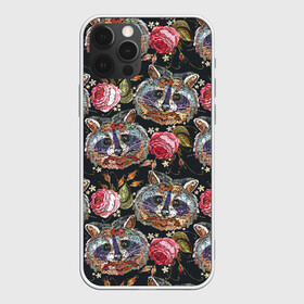 Чехол для iPhone 12 Pro Max с принтом Еноты в Белгороде, Силикон |  | animals | art | drawing | embroidery | flower | raccoons | rose | touches | wild | вышивка | дикие | еноты | животные | звери | искусство | рисунок | роза | цветок | штрихи