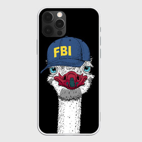 Чехол для iPhone 12 Pro Max с принтом FBI в Белгороде, Силикон |  | Тематика изображения на принте: beak | bird | blue | cap | fbi | funny | head | inscription | long | neck | ostrich | red | весёлый | голова | длинная | кепка | клюв | красный | надпись | птица | синяя | смешной | страус | фбр | шея