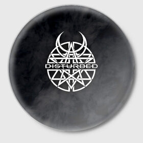 Значок с принтом DISTURBED в Белгороде,  металл | круглая форма, металлическая застежка в виде булавки | disturbed | дистурбед