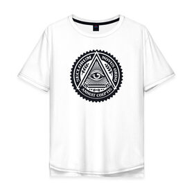 Мужская футболка хлопок Oversize с принтом Новый мировой порядок в Белгороде, 100% хлопок | свободный крой, круглый ворот, “спинка” длиннее передней части | Тематика изображения на принте: всевидящее око | глаз | дельта | доллар | иллюминаты | масонство | масоны