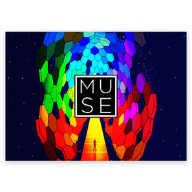 Поздравительная открытка с принтом MUSE в Белгороде, 100% бумага | плотность бумаги 280 г/м2, матовая, на обратной стороне линовка и место для марки
 | muse | rock | рок