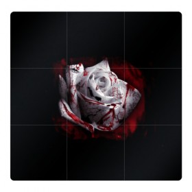 Магнитный плакат 3Х3 с принтом Кровавая роза в Белгороде, Полимерный материал с магнитным слоем | 9 деталей размером 9*9 см | брызги | кровавая роза | кровь | роза | цветы
