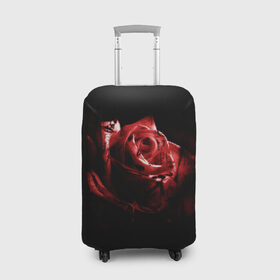 Чехол для чемодана 3D с принтом Кровавая роза в Белгороде, 86% полиэфир, 14% спандекс | двустороннее нанесение принта, прорези для ручек и колес | брызги | кровавая роза | кровь | роза | цветы