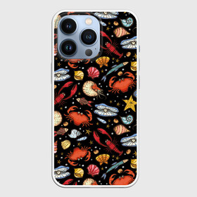 Чехол для iPhone 13 Pro с принтом Морские обитатели в Белгороде,  |  | children | crabs | crayfish | drawing | fish | funny | inhabitants | ocean | pearls | sea | shellfish | shells | shrimps | весёлый | детский | жемчуг | крабы | креветки | моллюски | море | морские | обитатели | океан | раки | ракушки | рисунок | рыбы