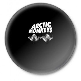 Значок с принтом ARCTIC MONKEYS в Белгороде,  металл | круглая форма, металлическая застежка в виде булавки | arctic monkeys | арктик манкис | арктические мартышки