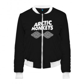 Женский бомбер 3D с принтом ARCTIC MONKEYS в Белгороде, 100% полиэстер | застегивается на молнию, по бокам два кармана без застежек, мягкие манжеты, по низу бомбера и на воротнике — эластичная резинка | arctic monkeys | арктик манкис | арктические мартышки