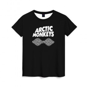 Женская футболка 3D с принтом ARCTIC MONKEYS в Белгороде, 100% полиэфир ( синтетическое хлопкоподобное полотно) | прямой крой, круглый вырез горловины, длина до линии бедер | arctic monkeys | арктик манкис | арктические мартышки